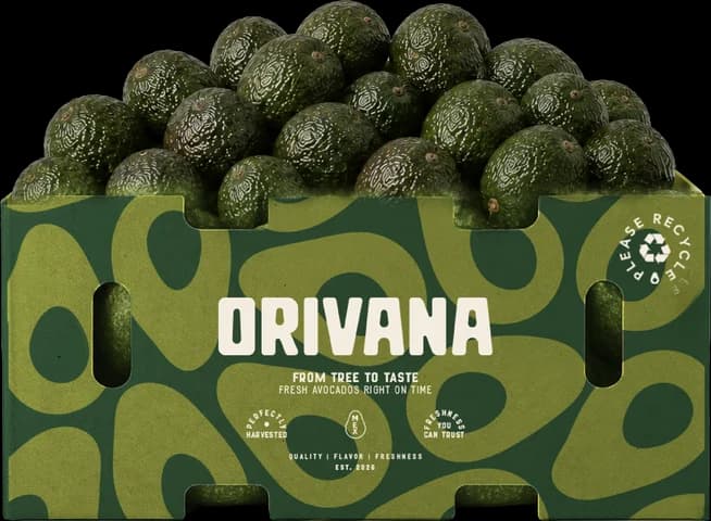 Caja ORIVANA de 11.3 kg llena de aguacates