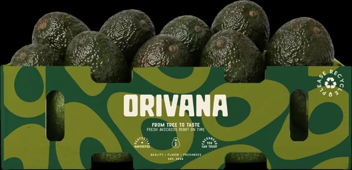 Caja ORIVANA de 6 kg llena de aguacates